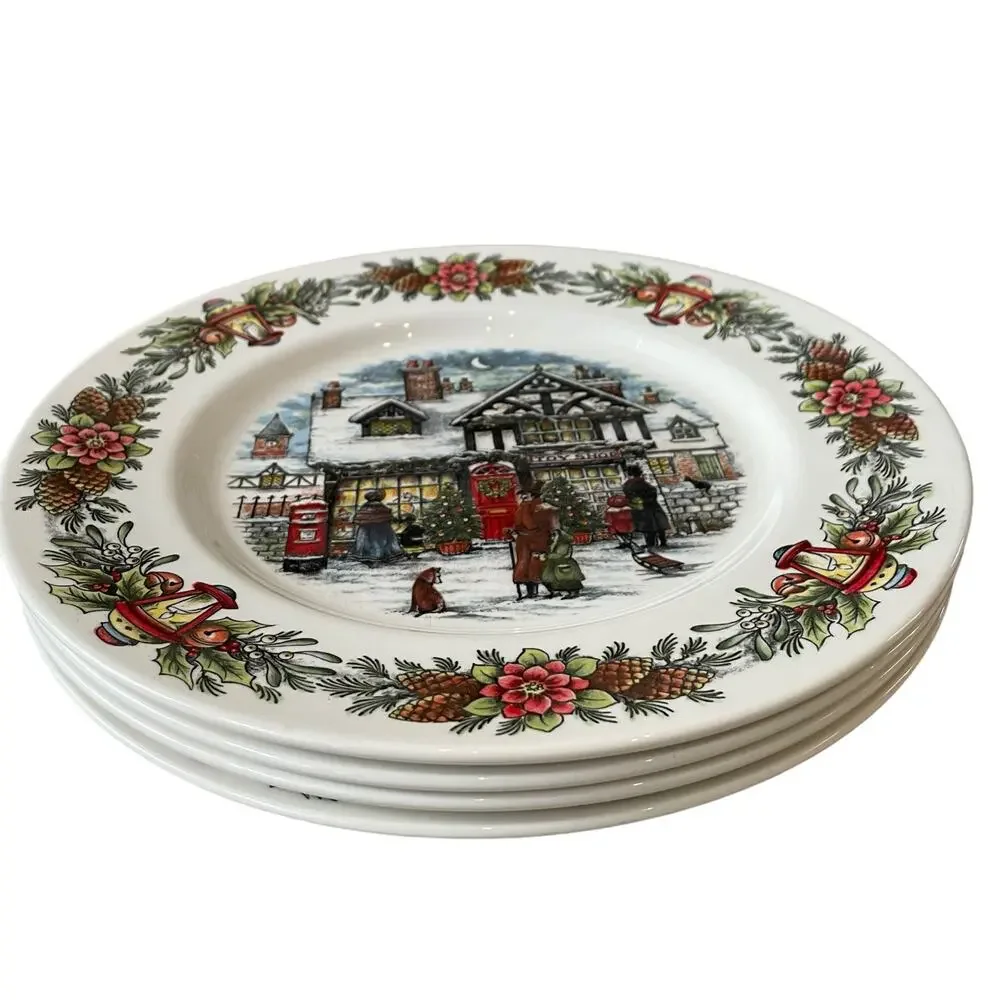 Royal Stafford TOY SHOP Dinner Plate 11in Set of 4 Christmas Holiday New